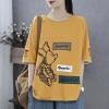 Arte vintage verano nuevo estilo bordado cuello redondo cerquillo algodón camiseta mujer manga corta top suelto Application Scenario